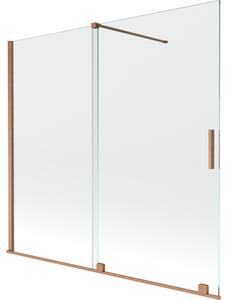 Mexen Velar, 2-krídlová posuvná vaňová zástena 170 x 150 cm, 8mm číre sklo, medená matná, 896-170-000-01-65