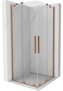 Mexen Velar Duo sprchová kabína, posuvné dvere 90 x 90 cm, Priehľadné, kefovaná meď - 871-090-090-02-65