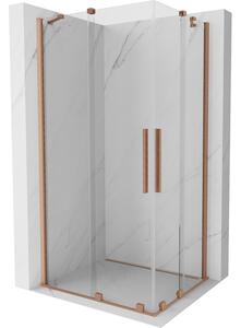 Mexen Velar Duo sprchová kabína, posuvné dvere 90 x 80 cm, Priehľadné, kefovaná meď - 871-090-080-02-65