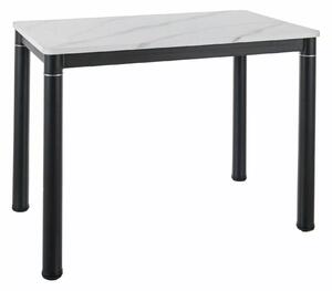 DAMAR stôl jedálenský 100x60cm,biely efekt mramoru/čierna