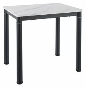DAMAR stôl jedálenský 80x60cm,biely efekt mramoru/čierna