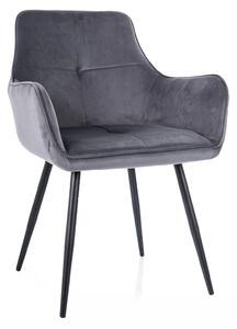 GRAPE VELVET stolička jedálenská, nohy čierne/ BLUVEL 14 sivá