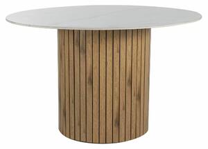 SOCRATES stôl jedálenský, priemer 120 cm, biela/dub