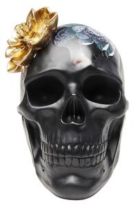 Čierna dekoratívna soška Kare Design Flower Skull, výška 22 cm