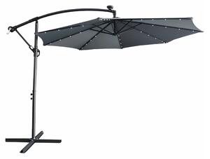 KONDELA Záhradný LED slnečník, sivá, 3 m, LINDAN