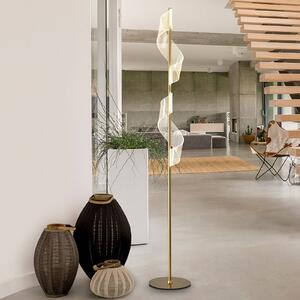 Schuller Valencia LED stojacia lampa Velas, zlatá farba, výška 160 cm, kov, Mosadz / zlato, Obývacia izba / jedáleň, Hliník, Moderný, Stojaca lampa