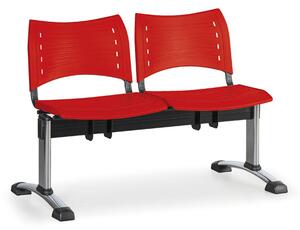 Plastová lavice do čakární VISIO, 2-sedadlo, červená, chrómované nohy
