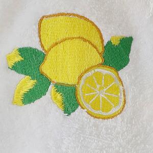 Súprava 2 okrúhlych uterákov na ruky s výšivkou citrónov