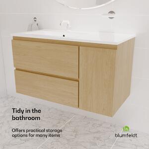 Blumfeldt Johnstone, umývadlo a skrinka do kúpeľne, 90 cm, keramické umývadlo, zatváranie Soft-Close