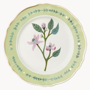 Ručne vyrobený porcelánový plytký tanier Botanica