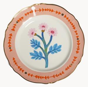 Ručne vyrobený porcelánový plytký tanier Botanica