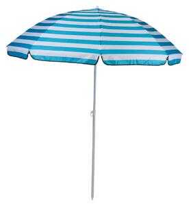 Slnečník Camp Active ⌀170 x 200 cm - na terasu, balkón a pláž - plážový slnečník so špajdľou - modrý/biely pruhovaný