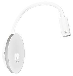 LED Flexibilná nástenná lampička s USB BASE LED/8W+LED/2W/230V biela/strieborná