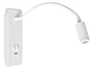 LED flexibilná nástenná lampička s USB BASE LED/8W+LED/2W/230V, biela