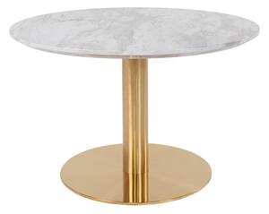 Okrúhly konferenčný stolík v bielo–zlatej farbe s doskou v dekore mramoru 70x70 cm Bolzano – House Nordic