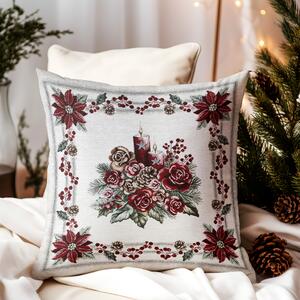 Vianočná gobelínová obliečka na vankúš 42x42 cm Chenille IT015 Farba Viacfarebná Rozmery 42x42 cm