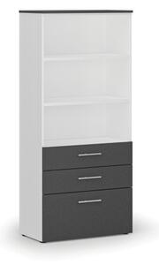 Kancelárska skriňa s kombinovanými zásuvkami PRIMO WHITE, 1781 x 800 x 420 mm, biela/grafit