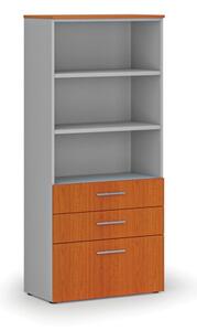 Kancelárska skriňa s kombinovanými zásuvkami PRIMO GRAY, 1781 x 800 x 420 mm, sivá/čerešňa