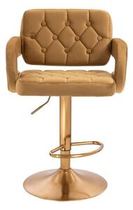 LuxuryForm Barová stolička ADRIA VELUR na zlatom tanieri - hnedá