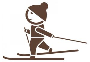 Pieris design Bežec na lyžiach - nálepka na stenu oranžová