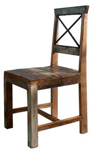 OLDTIME Jedálenská stolička drevená - operadlo X, staré drevo