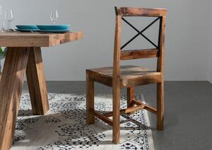 OLDTIME Jedálenská stolička drevená - operadlo X, staré drevo