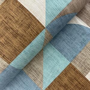 Ervi bavlna š.240 cm - geometrický vzor tyrkysovo hnedý č.26589-4, metráž