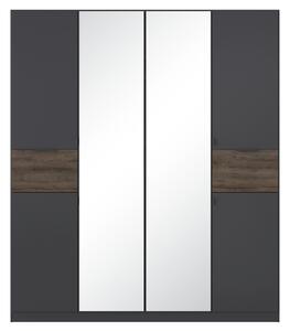 Šatníková skriňa TICAO II metalická sivá/dub atlantic tmavý, šírka 181 cm