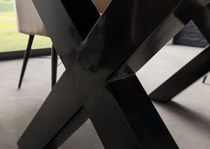 Jedálenský stôl akácia 140x90x77 hnedý lakovaný / X-nohy antracit lesklý METALL 5