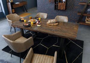 Jedálenský stôl so sklom a starým drevom 180x90x80,5 hnedý lakovaný CITY #23