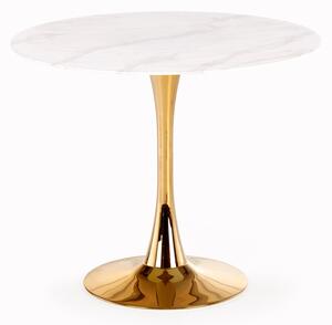 Jedálenský stôl COSIMARU biely mramor/zlatá