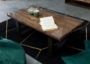 Konferenčný stolík starožitné drevo 110x60x42 hnedý lakovaný CITY #29
