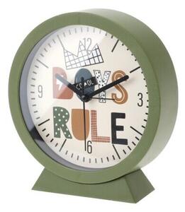 Detské stolné hodiny, Boys Rule, zelená, pr. 15 cm