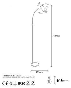 Dizajnová stojanová lampa Vasso 162 cm čierna