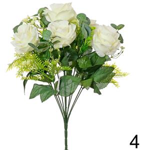 Kytica ruže BIELA 35cm 202173B - Umelé kvety
