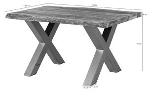 Stôl mango 140x90x77 sivý lakovaný / X-nohy strieborné matné METALL 5