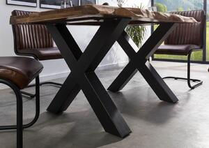Jedálenský stôl Palisander 140x90x77 sivý morený / X-nohy antracit matný METALL 5