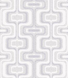 Sivo-strieborná geometrická vliesová retro tapeta, Z77522, Savana, Zambaiti Parati