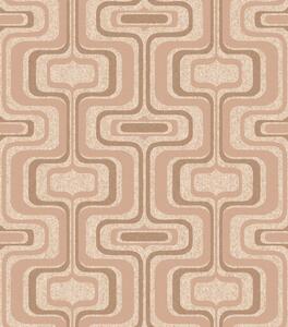 Hnedo-zlatá geometrická vliesová retro tapeta, Z77520, Savana, Zambaiti Parati