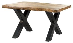 Stôl z manga 140x90x77 prírodný lakovaný / X-nohy antracit lesklý METALL 5