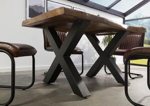 Stôl z mangového dreva 140x90x77 prírodný lak / X-nohy antracit matný METALL 5