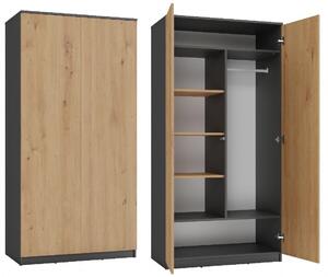 Topeshop SD-90 ANT/ART KPL, Skriňa, 7 police/políc, 2 dvere/dverí, Dub, Drevotrieskové dosky, Akrylonitrilbutadienstyren (ABS)