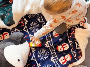 Vianočná tmavomodrá baránková deka z mikroplyšu FROSTY Rozmer: 160 x 200 cm