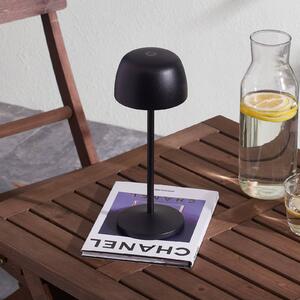Lindby LED dobíjacia stolová lampa Arietty, čierna, hliník, Ø 10,5 cm
