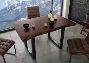 Jedálenský stôl, akácia 160x90x77 hnedý lakovaný / U-nohy antracit lesklý METALL 5