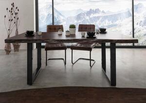 Jedálenský stôl, akácia 160x90x77 hnedý lakovaný / U-nohy antracit lesklý METALL 5