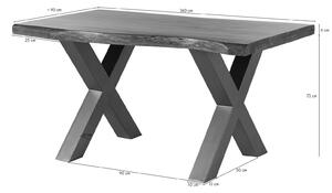 Jedálenský stôl Akácia 160x90x77 Akácia prírodný lak / X-nohy antracit lesklý METALL 5