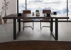 Stôl akácia 160x90x77 hnedý lakovaný / U-nohy antracit matný METALL 5