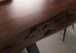 Jedálenský stôl akácia 140x90x77 hnedý lakovaný / X-nohy antracit matný METALL 5