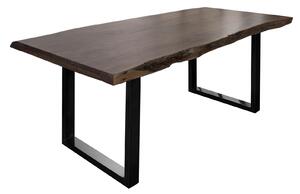 Stôl akácia 200x100x77 sivý lakovaný / U-nohy antracit lesklý METALL 5